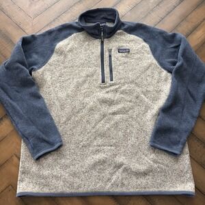 Patagonia Better Sweater Mens XL Bleached Stone/Dolomite Blue 1/4 Zip Pullover